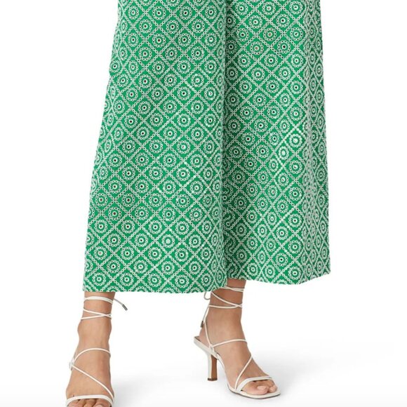 Scotch & Soda Green Broderick Anglaise Trouser Eyelet Crop Wide Leg Pants Small - Picture 4 of 16